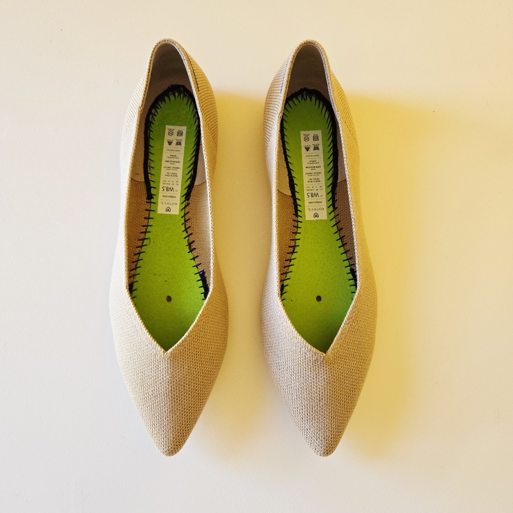 Rothy’s Merino Camel Points Pointed Toe Knit Flats Limited Edition Size 8.5 NWOB - Picture 5 of 16